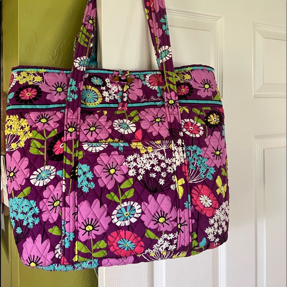 Vera Bradley Flutterby Flower & Butterflies Shoulder Tote